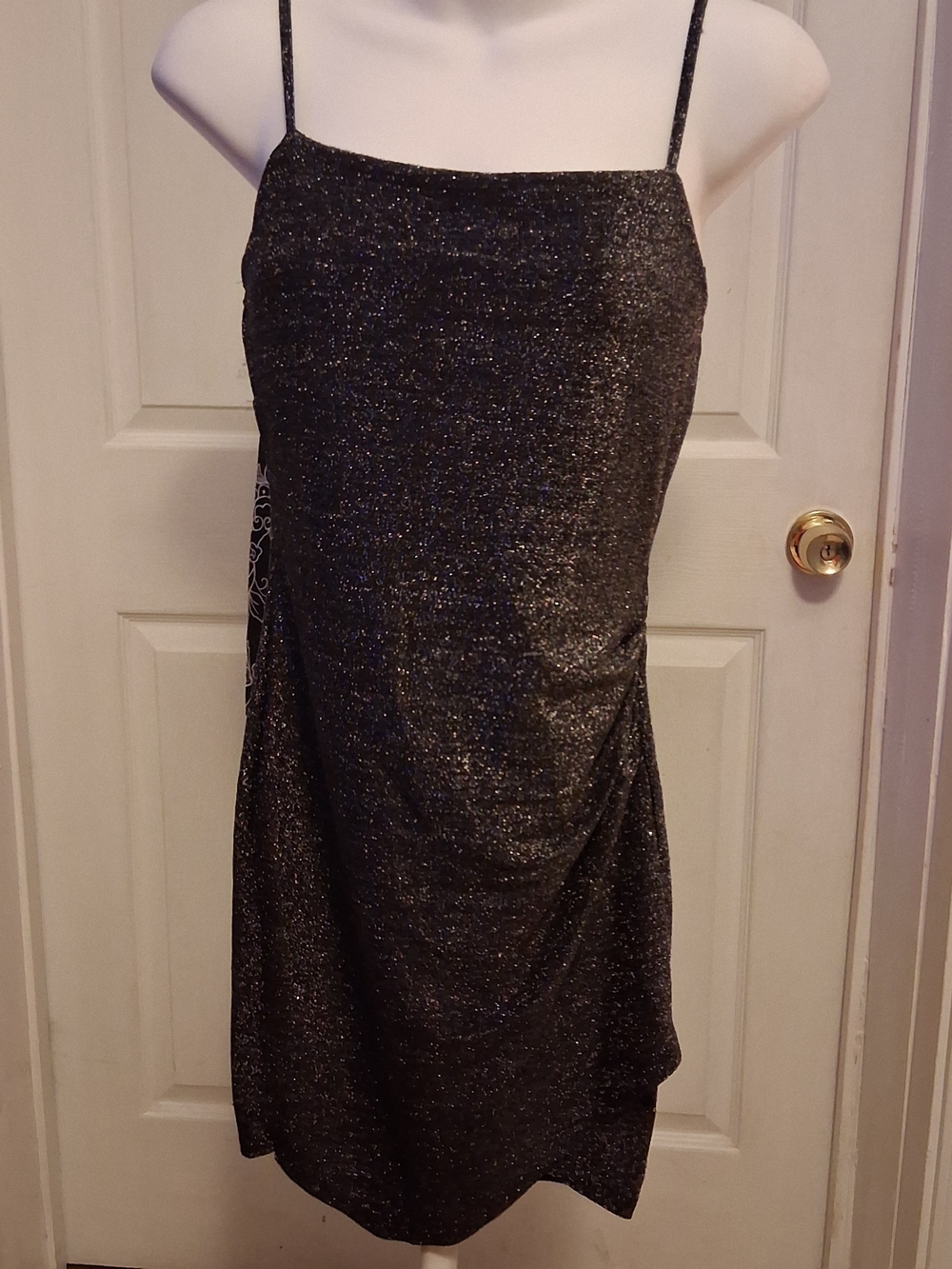 Forever 21 Metallic Black Sparkle Slip Dress